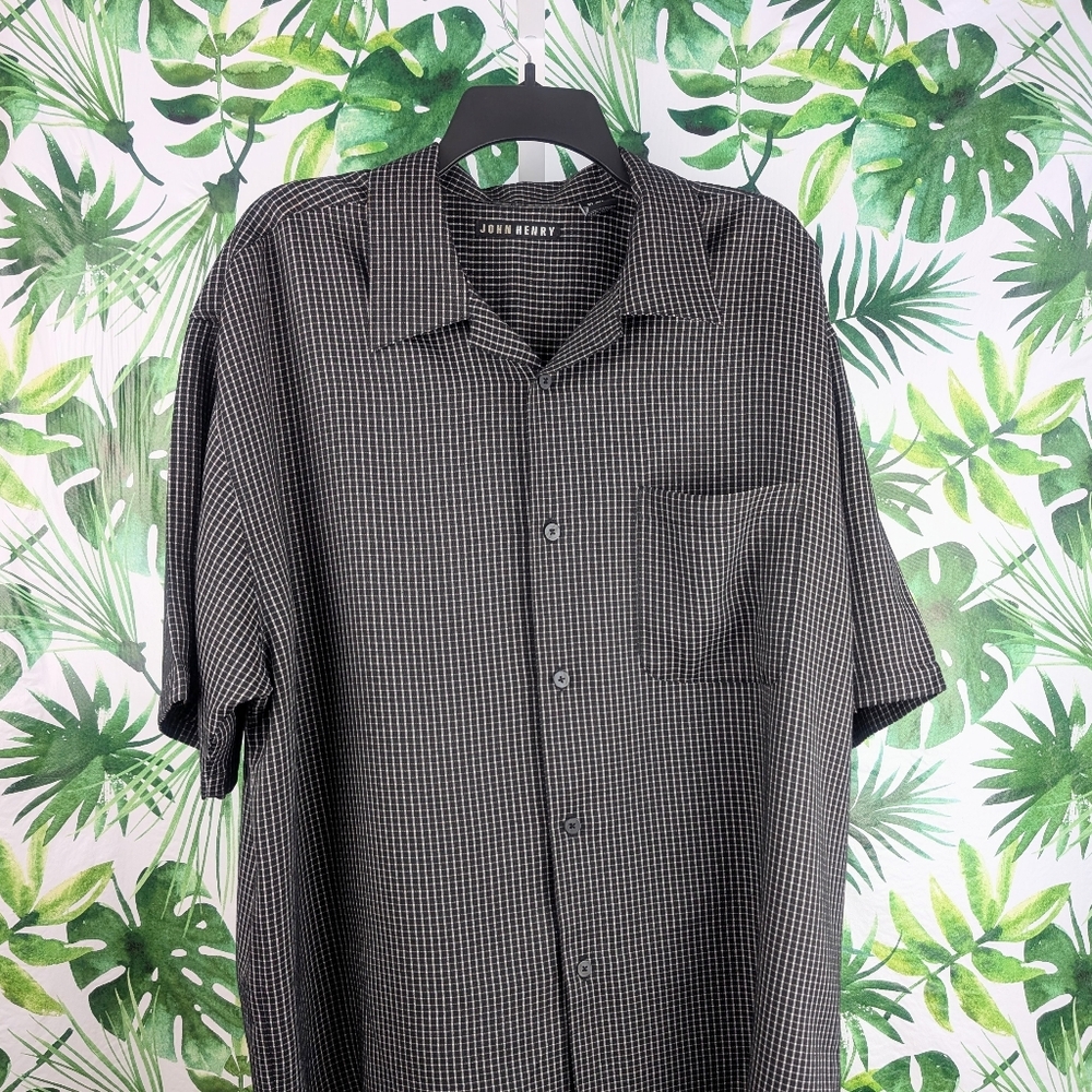 John Henry Black & White Striped Men's Button Down Shirt (Size: X-Large)